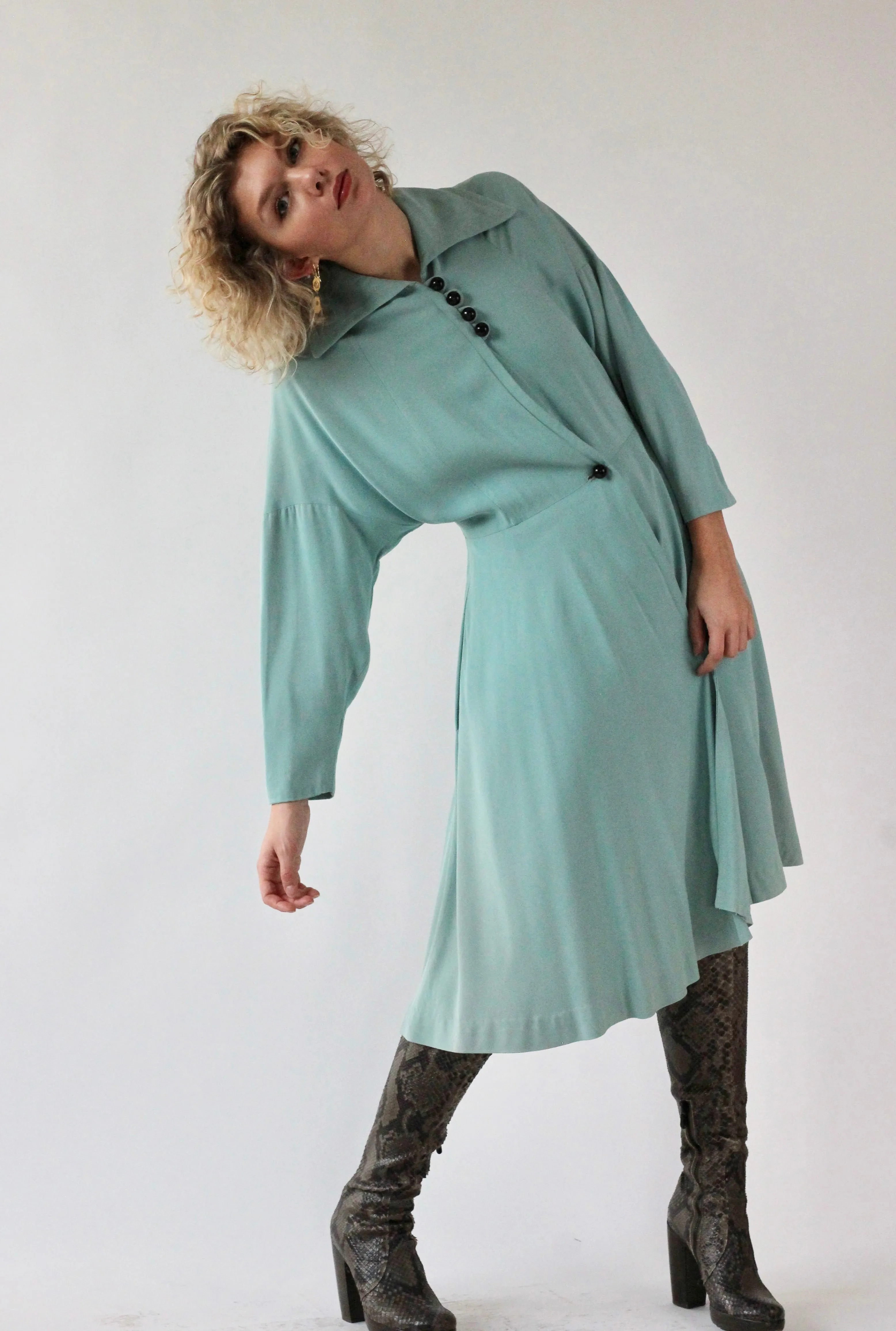 1940s Light Blue Princess Coat // Size M