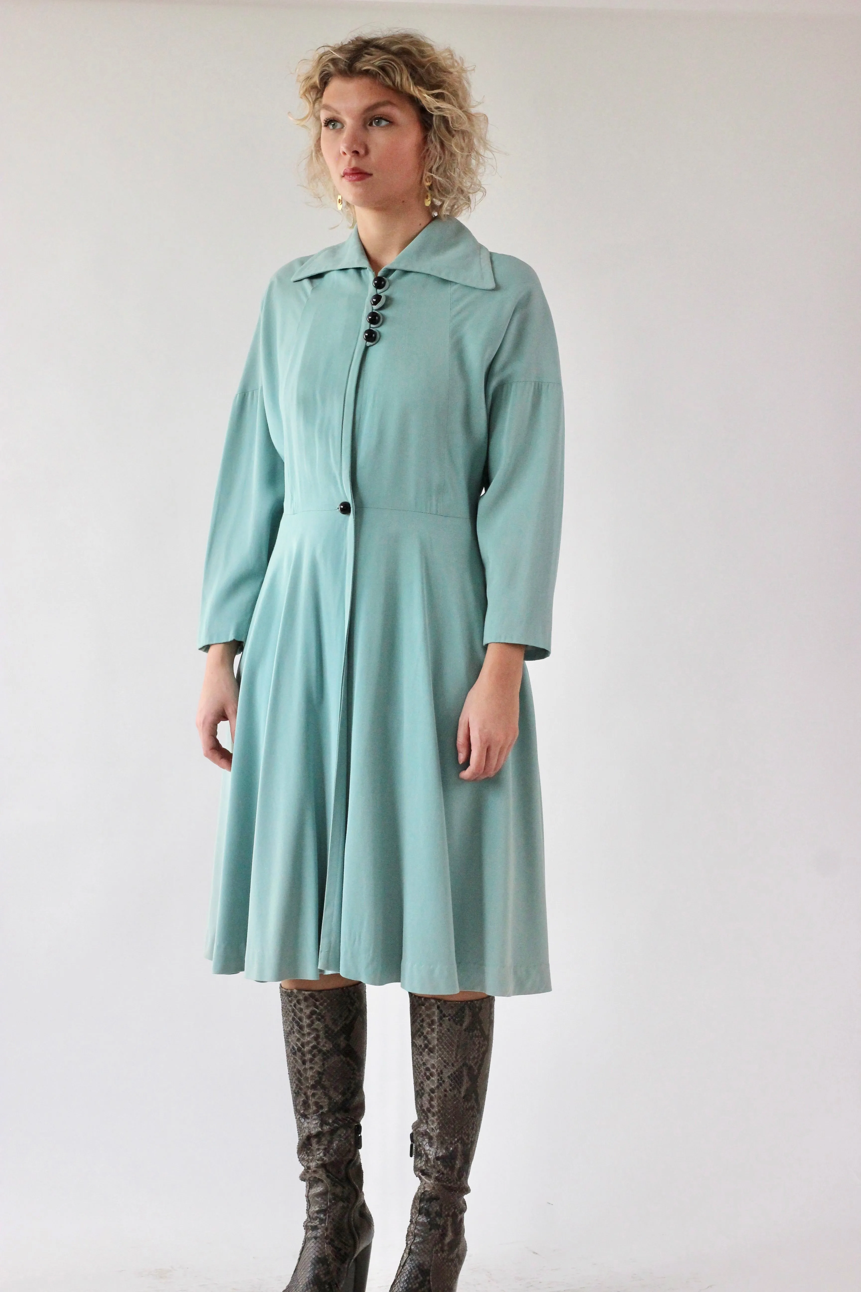 1940s Light Blue Princess Coat // Size M