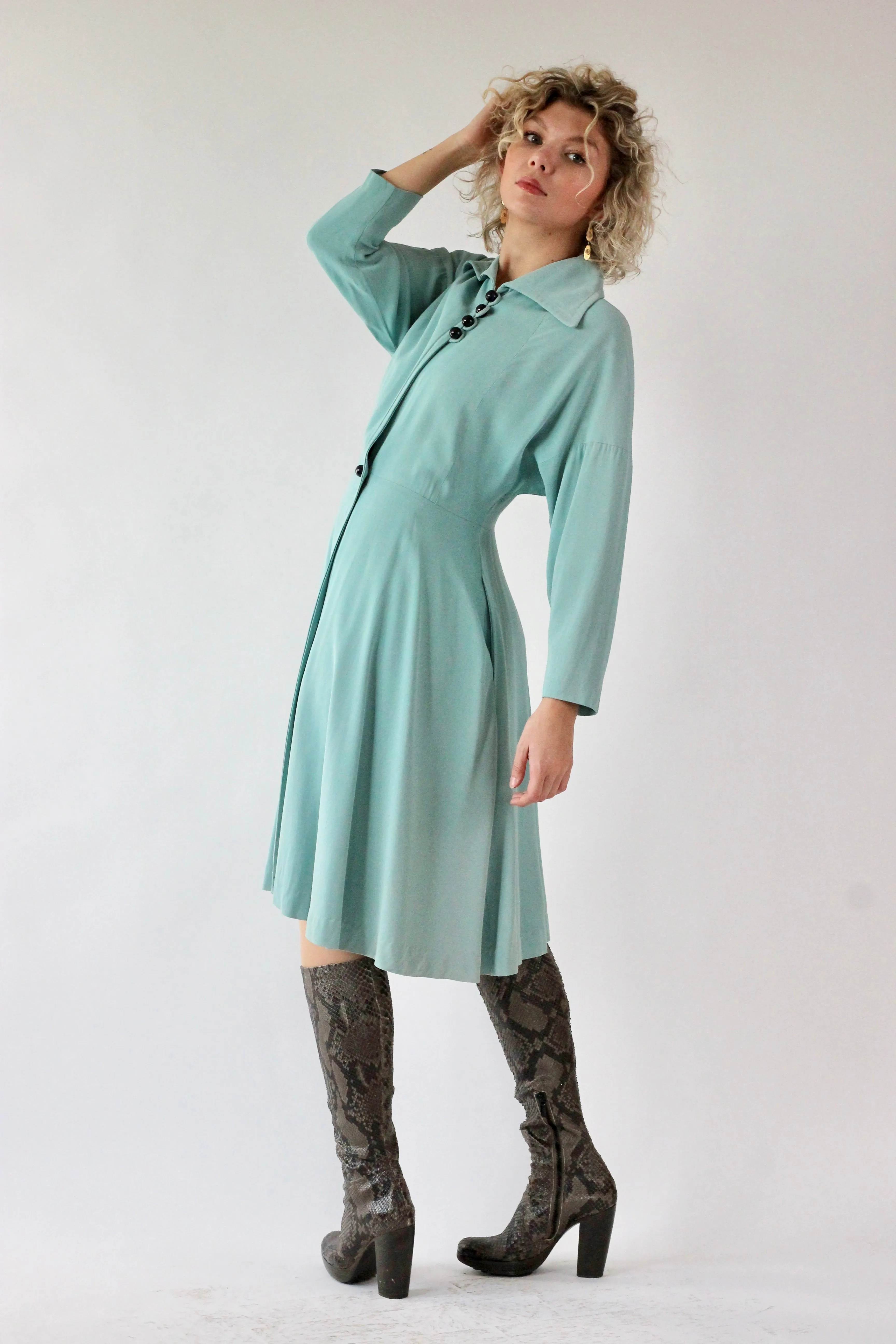 1940s Light Blue Princess Coat // Size M