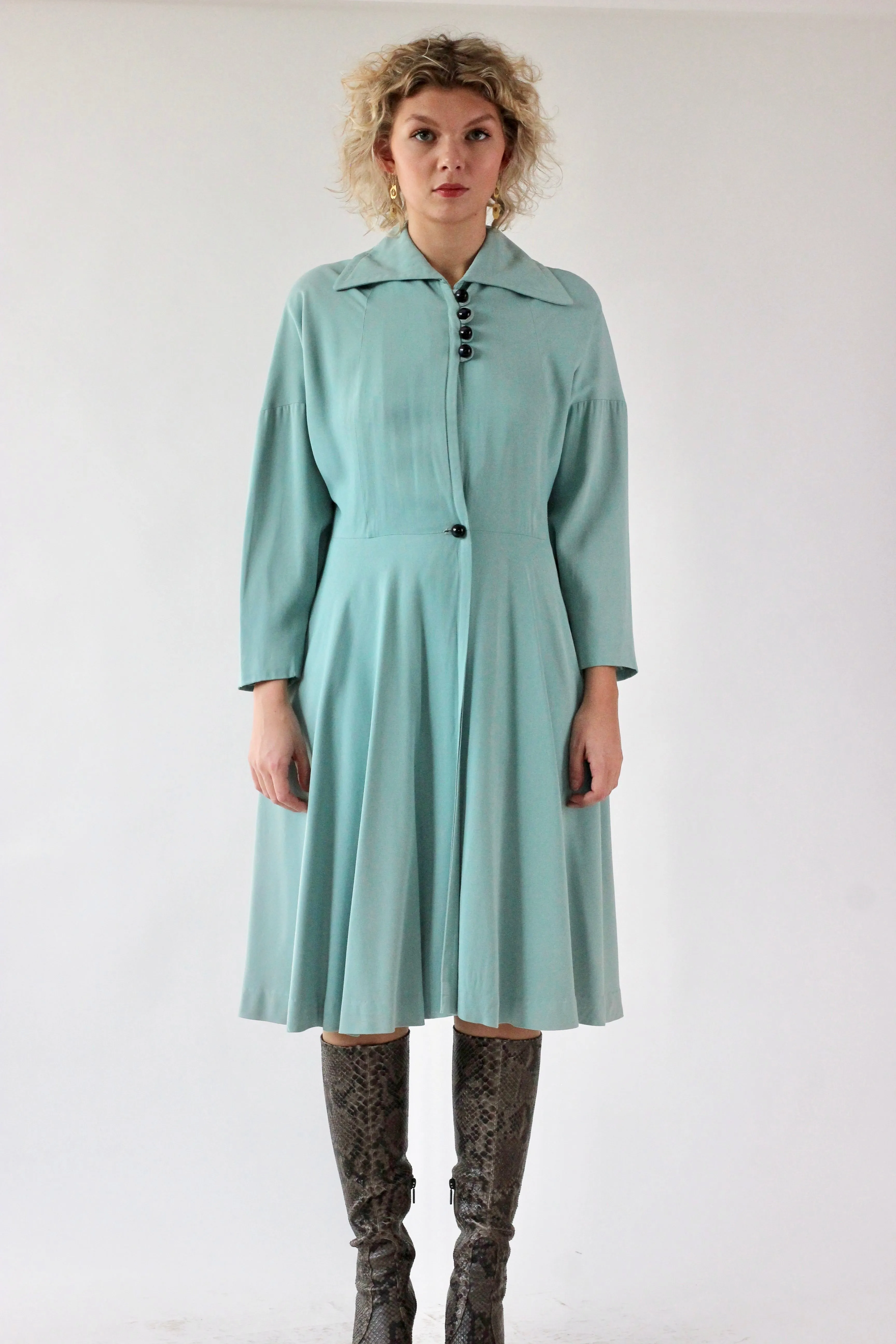 1940s Light Blue Princess Coat // Size M