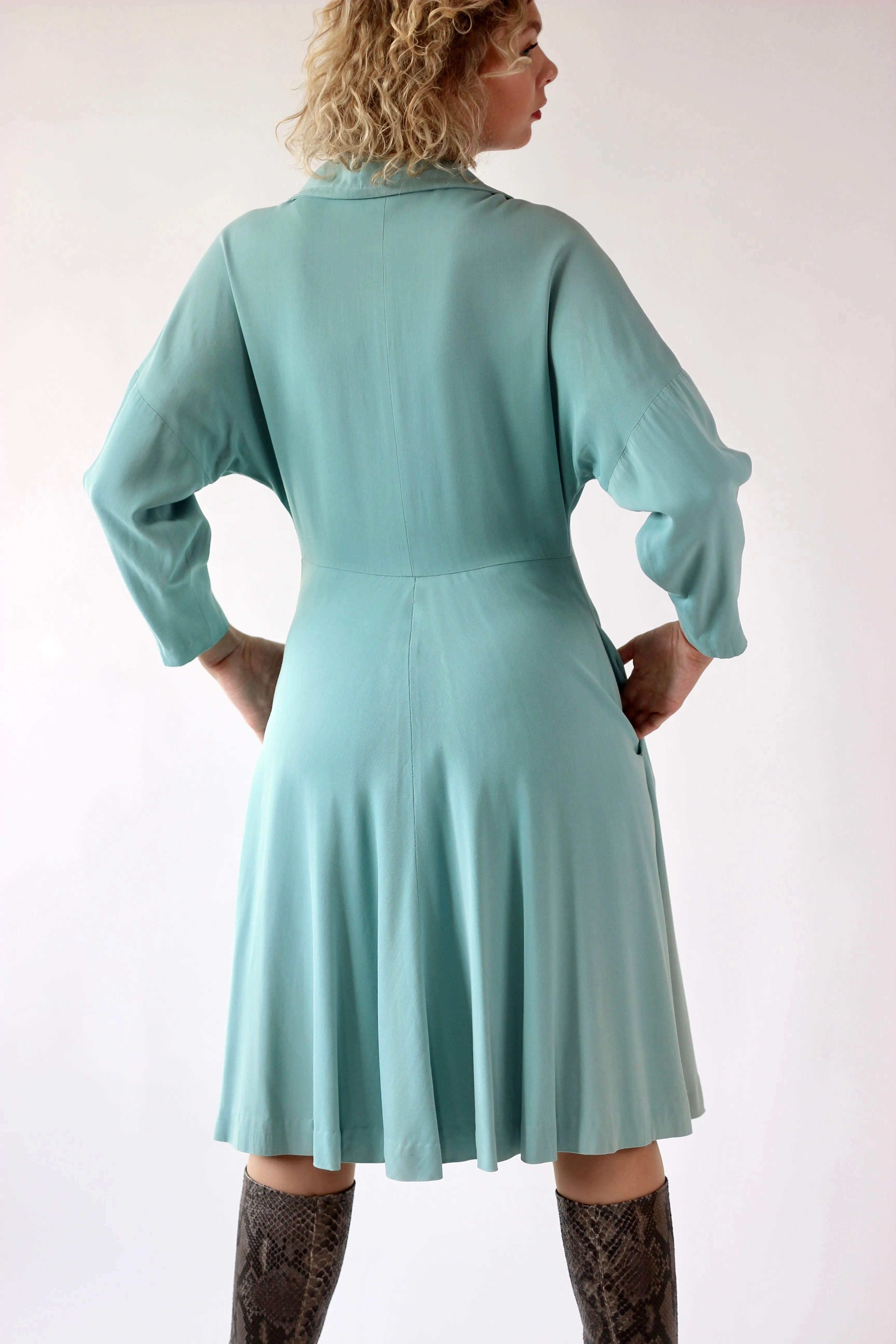 1940s Light Blue Princess Coat // Size M