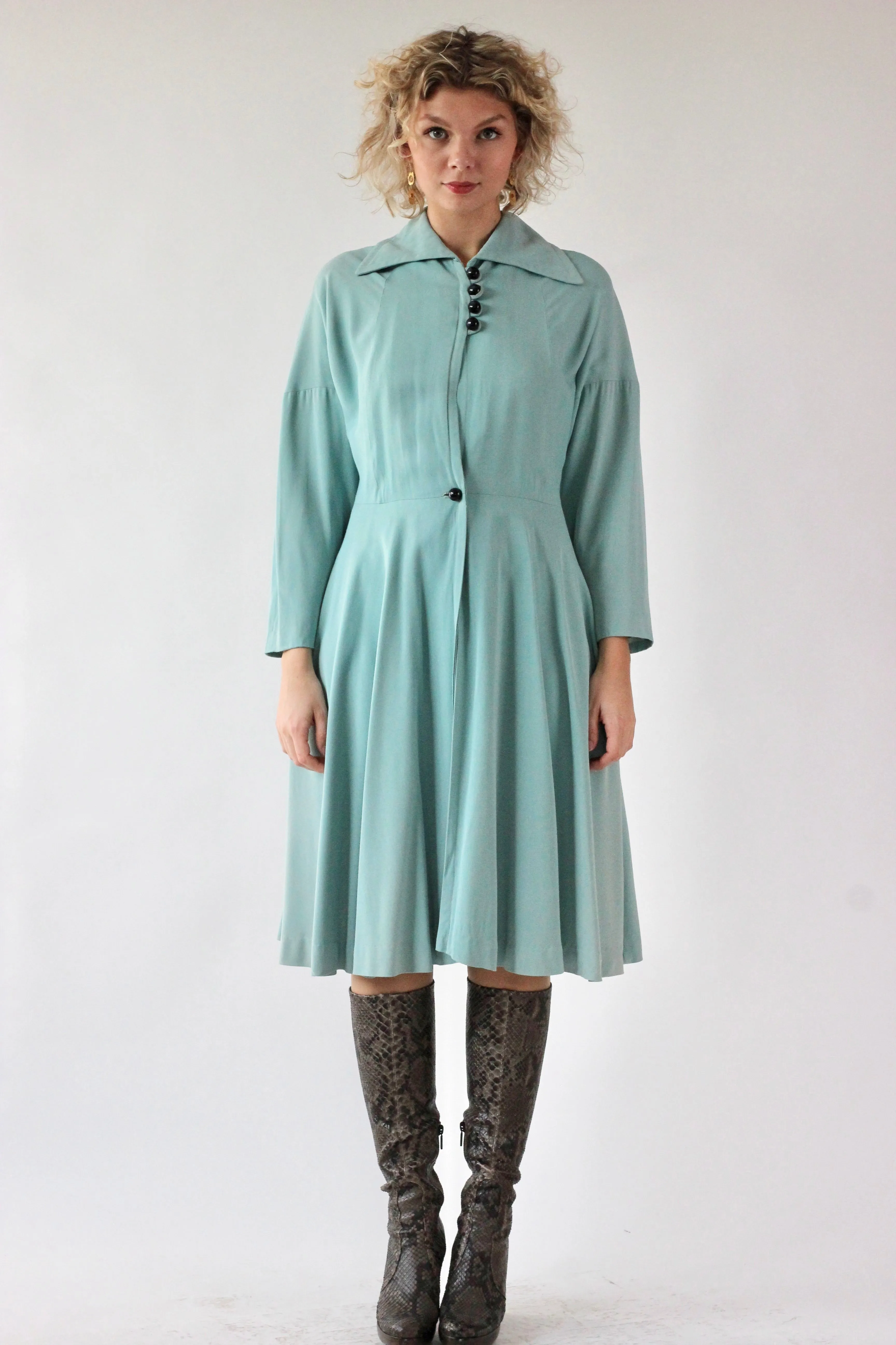 1940s Light Blue Princess Coat // Size M