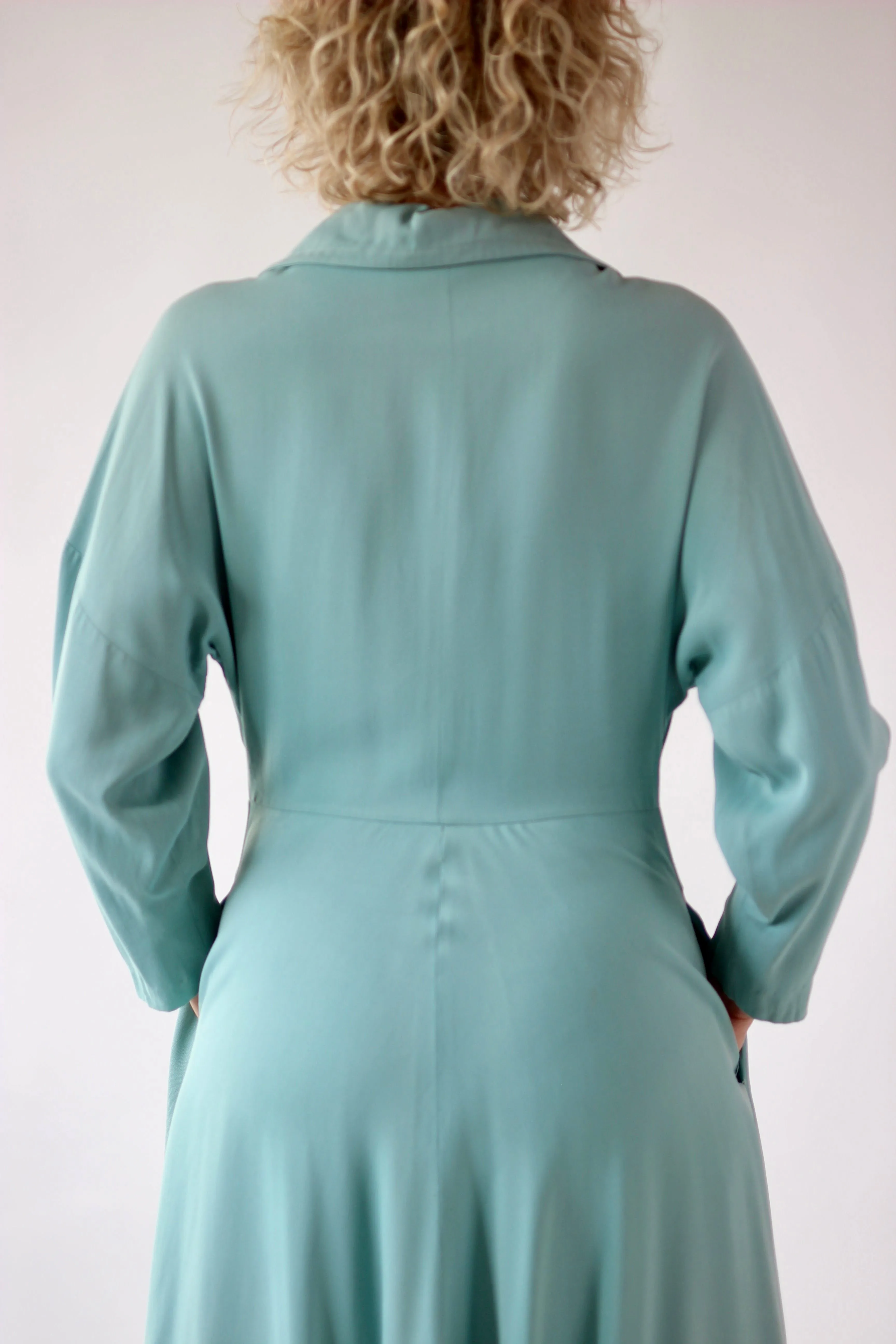 1940s Light Blue Princess Coat // Size M