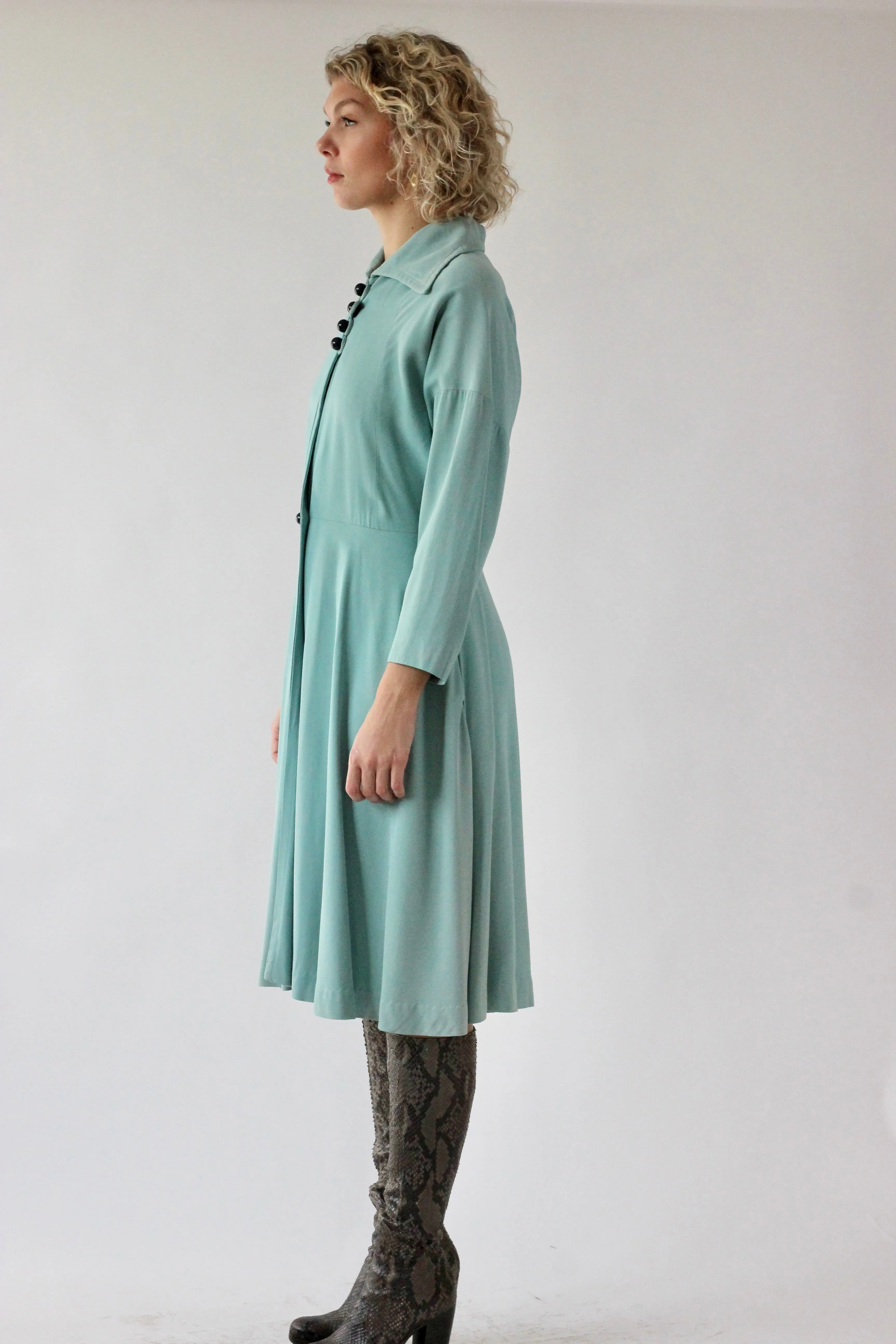 1940s Light Blue Princess Coat // Size M