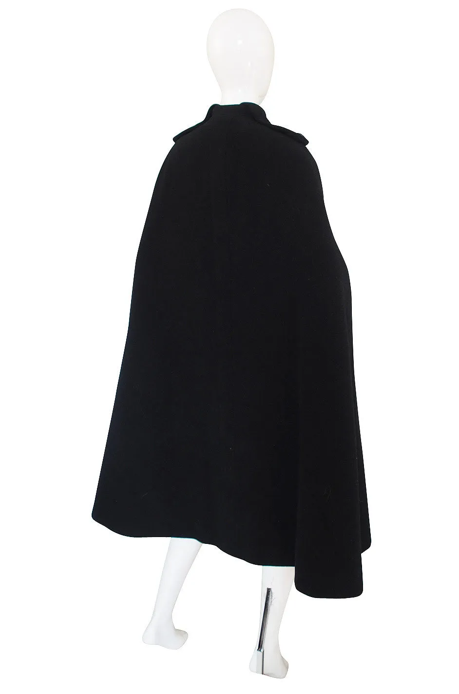 1970s Military Detailed Trigere Wool Cape