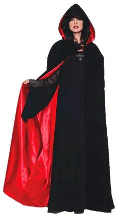 Adult Black/Red Deluxe Velvet Cape