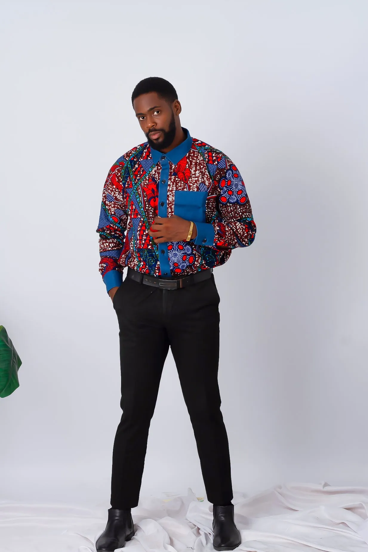 African Print Long Sleeve Shirt for Men - Obasi