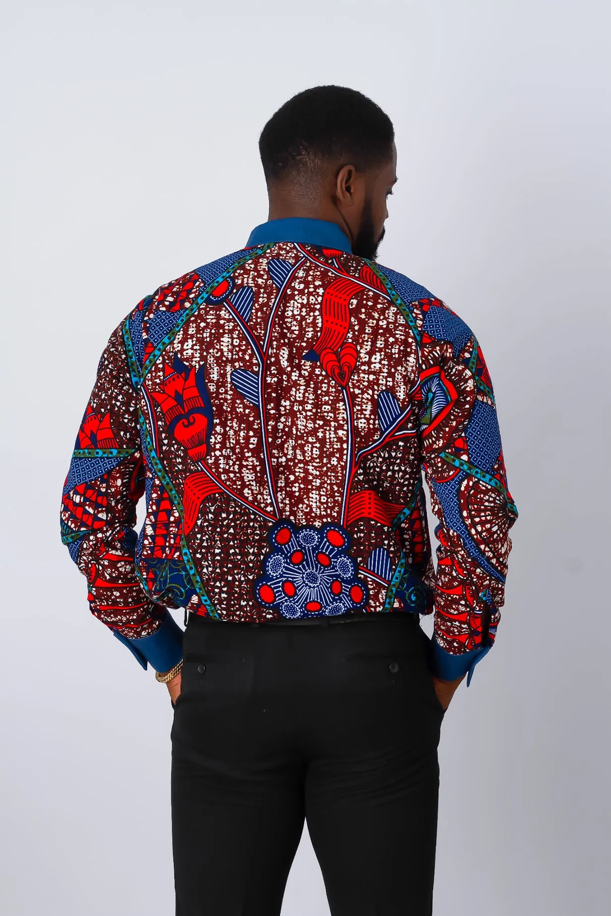 African Print Long Sleeve Shirt for Men - Obasi