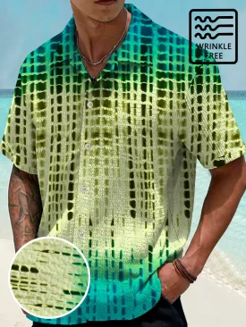 Alohadaddy Gradient Geometric Dot Men's Button Button Casual Short Sleeve Shirt