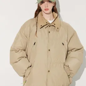 American Retro Pure Color Short Down Coat