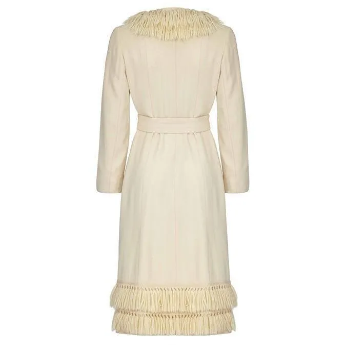 ARCHIVE - 1970s Cream Wool Tassle Coat