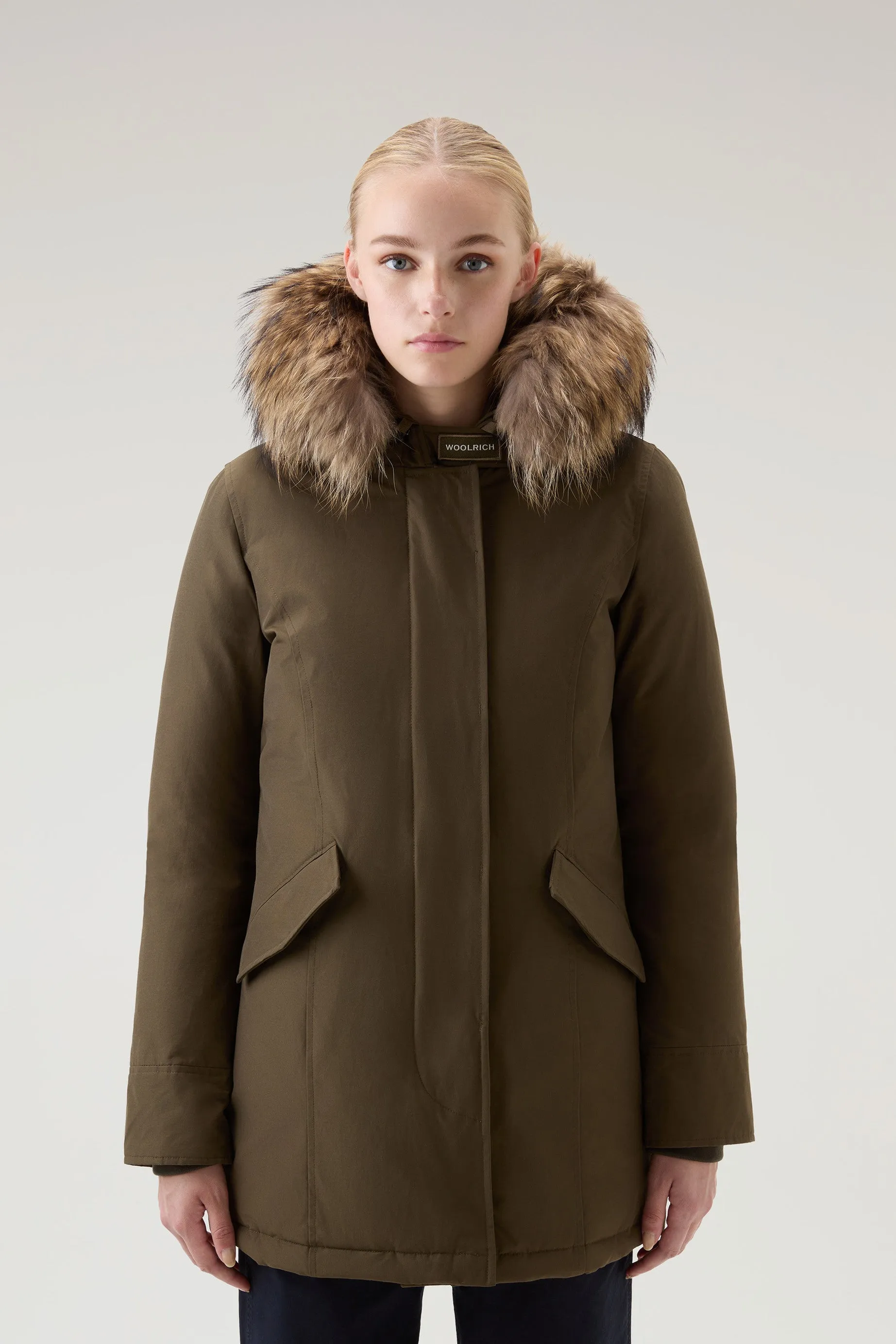 Arctic Parka in Ramar Cloth with Detachable Fur Trim Dark Green