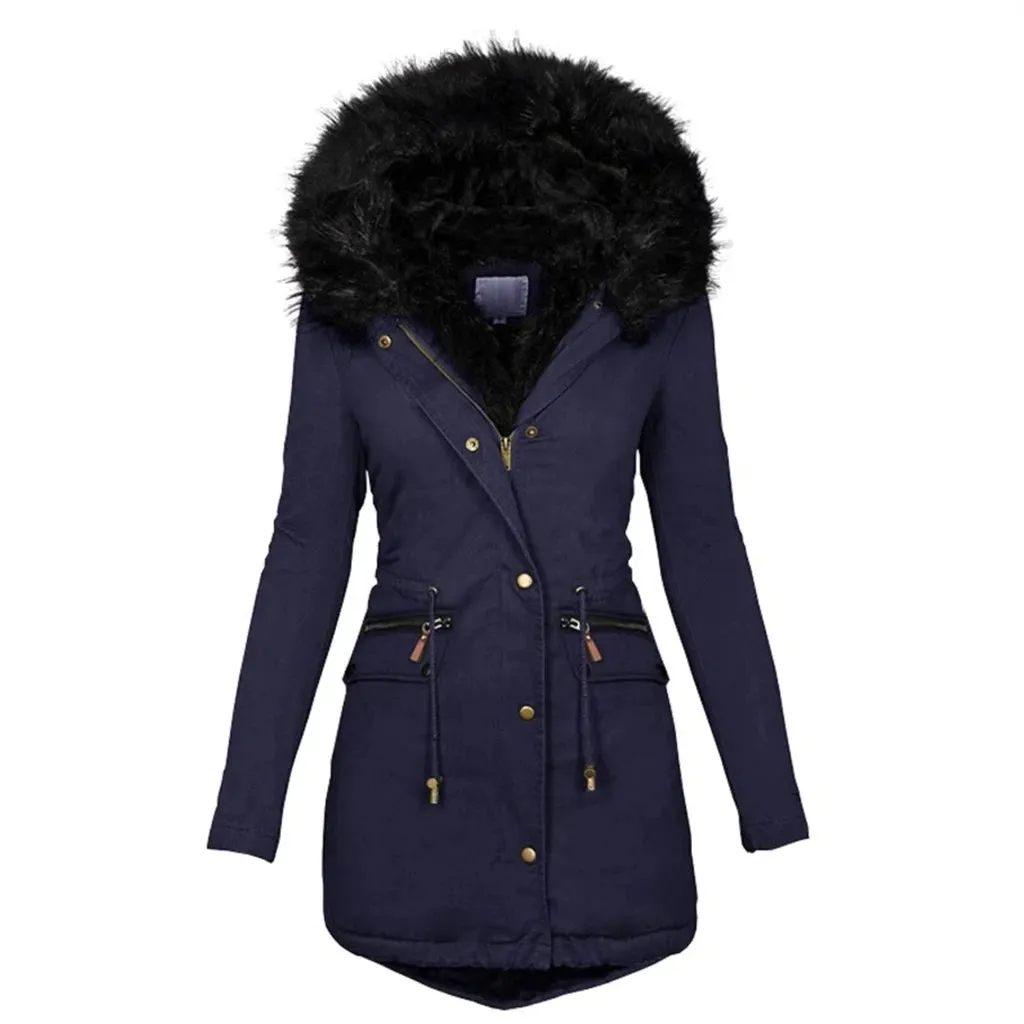 Autumn Winter Women Cotton Jacket Padded Casual Slim Coat Parkas Faux Fur Hooded Coat women Wadded Warm Overcoat Fashion Parkas