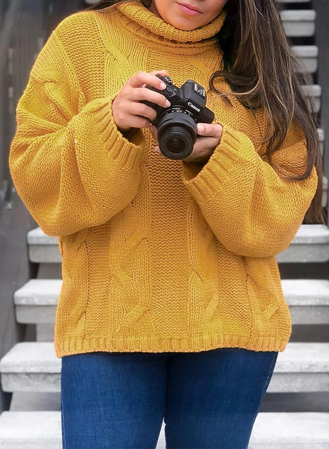 Autumnal Cable Knit Cowl Neck Pullover