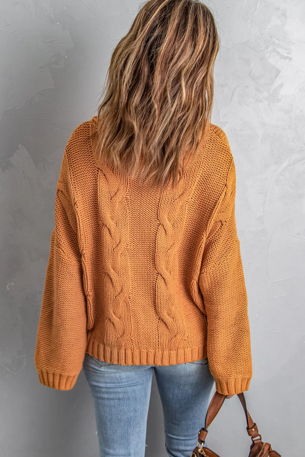 Autumnal Cable Knit Cowl Neck Pullover