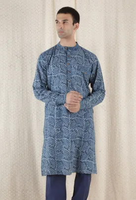 Azul Cotton Indigo Long Kurta