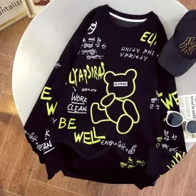 Be Well Cute Bear Embroidery Loose Sweatshirt