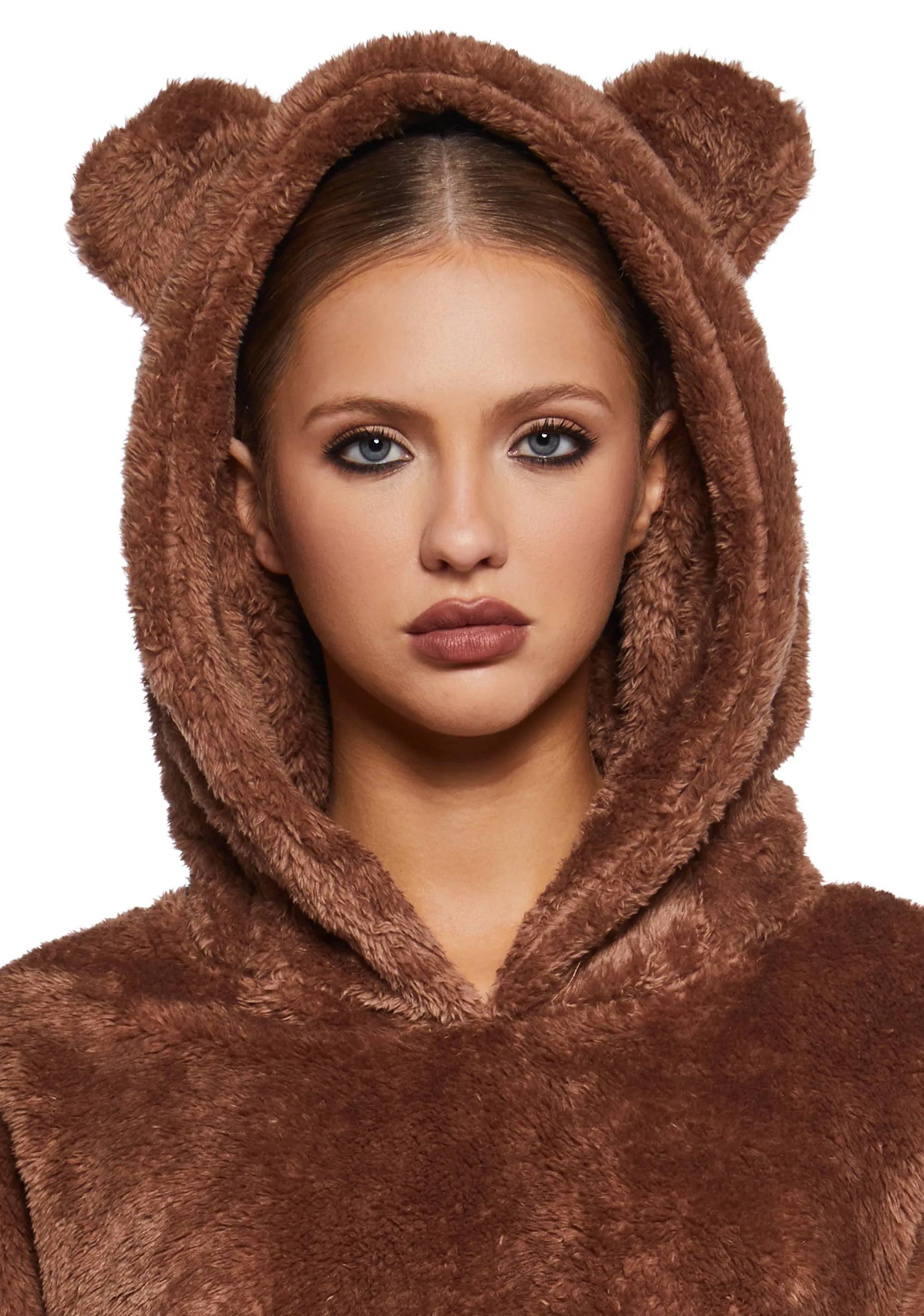 Bear It All Faux Fur Hoodie - Brown