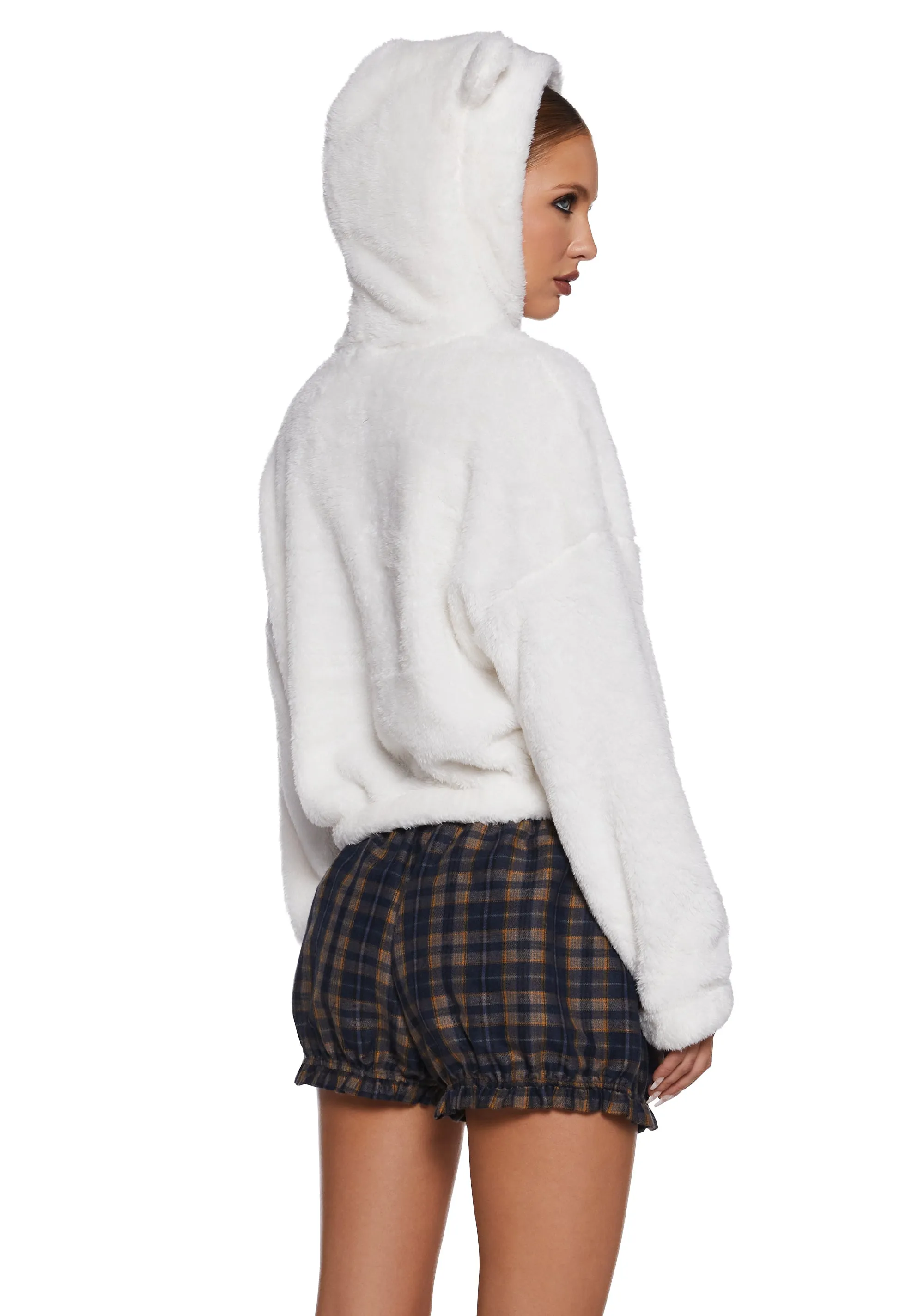 Bear It All Faux Fur Hoodie - White