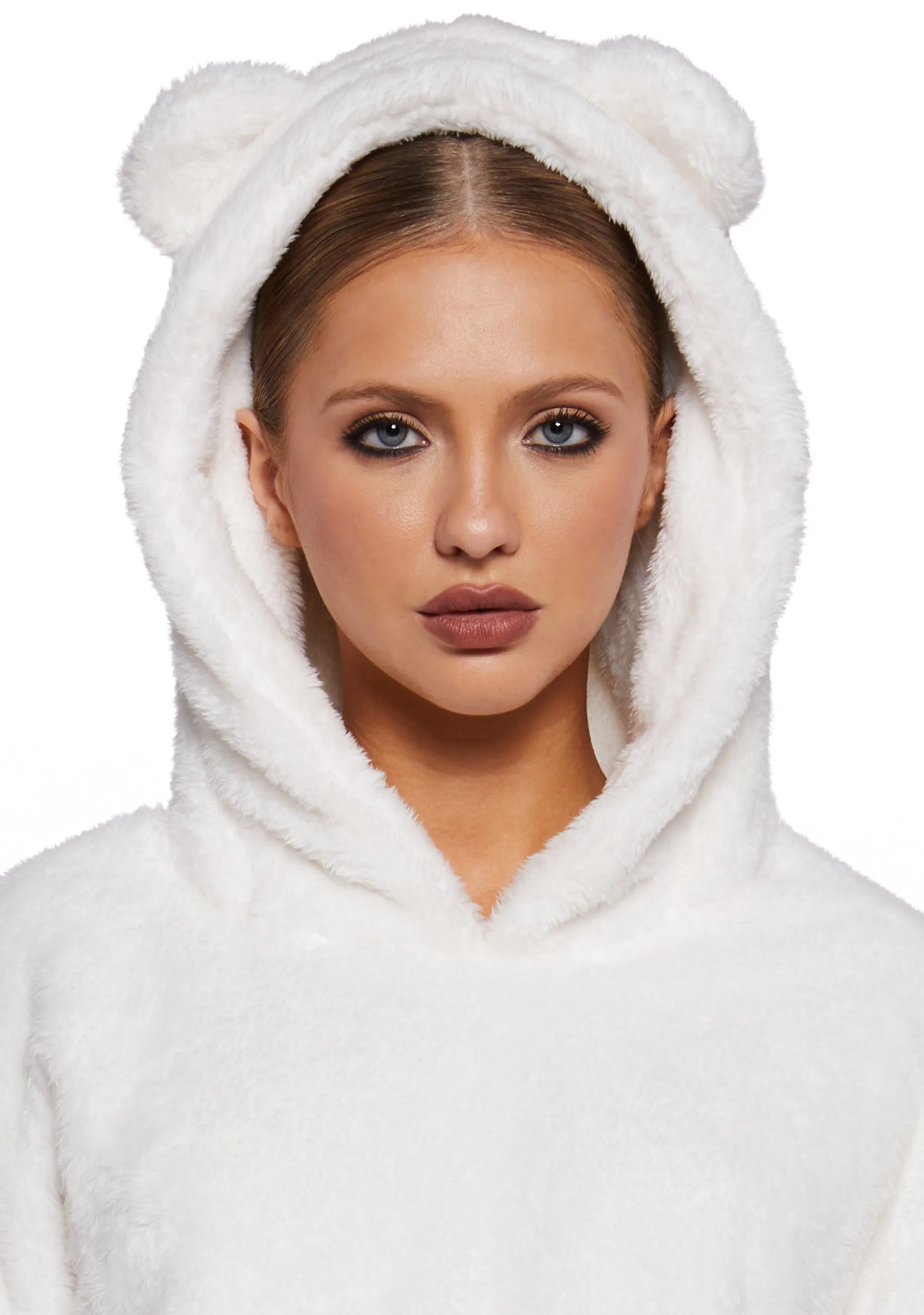 Bear It All Faux Fur Hoodie - White