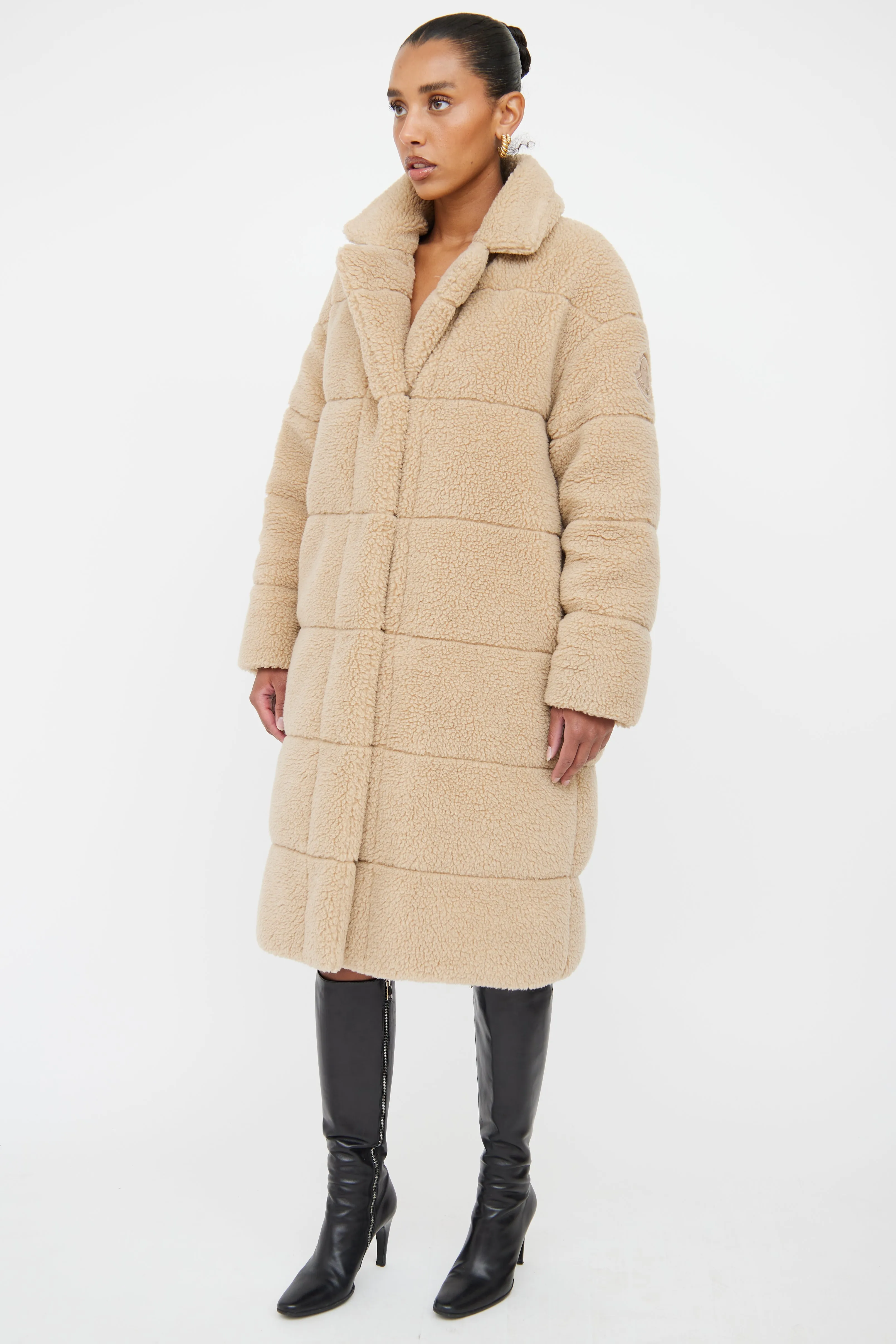 Beige Bagaud Reversible Teddy Puffer Coat