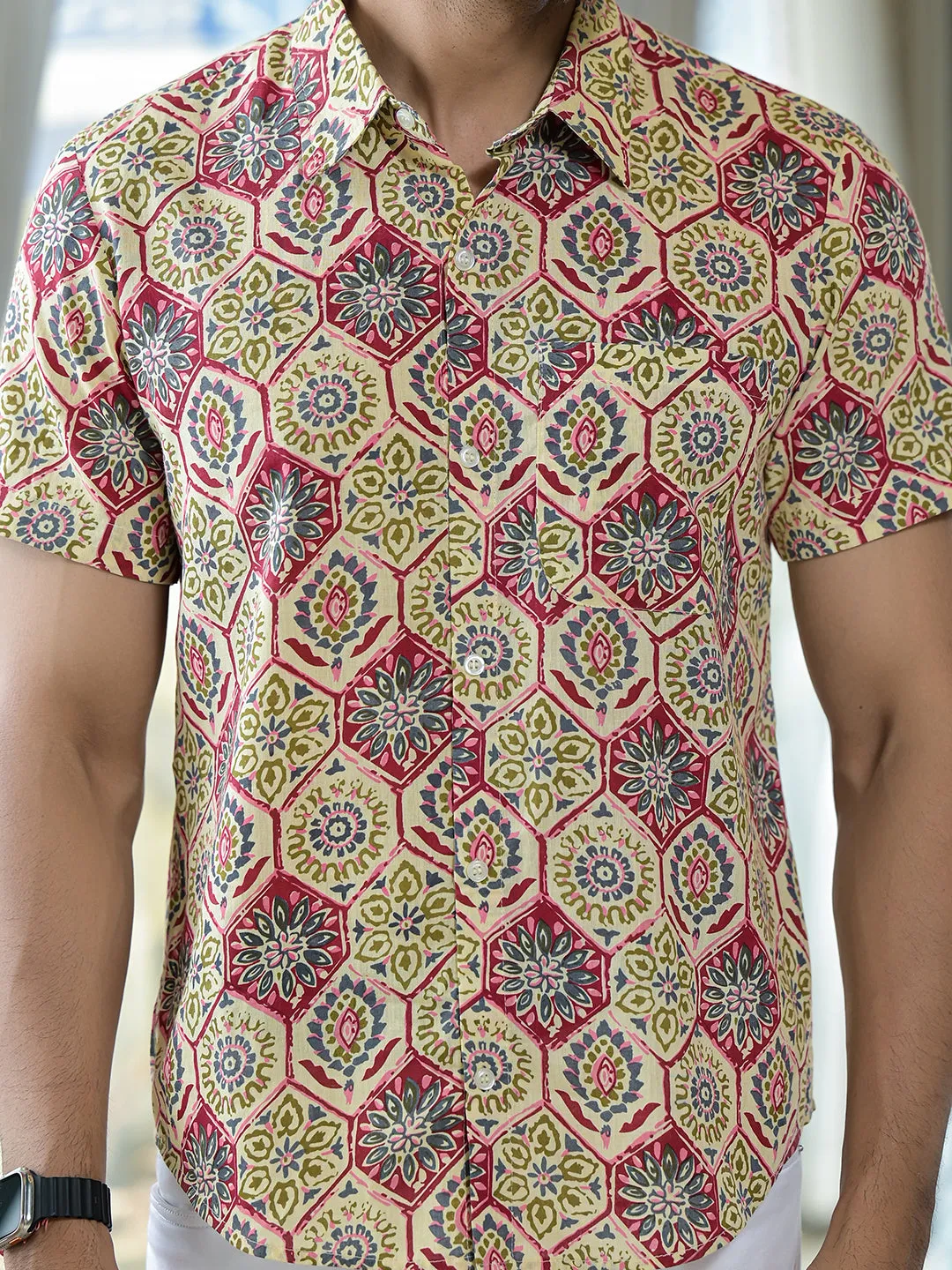 Beige Ethnic print Shirt