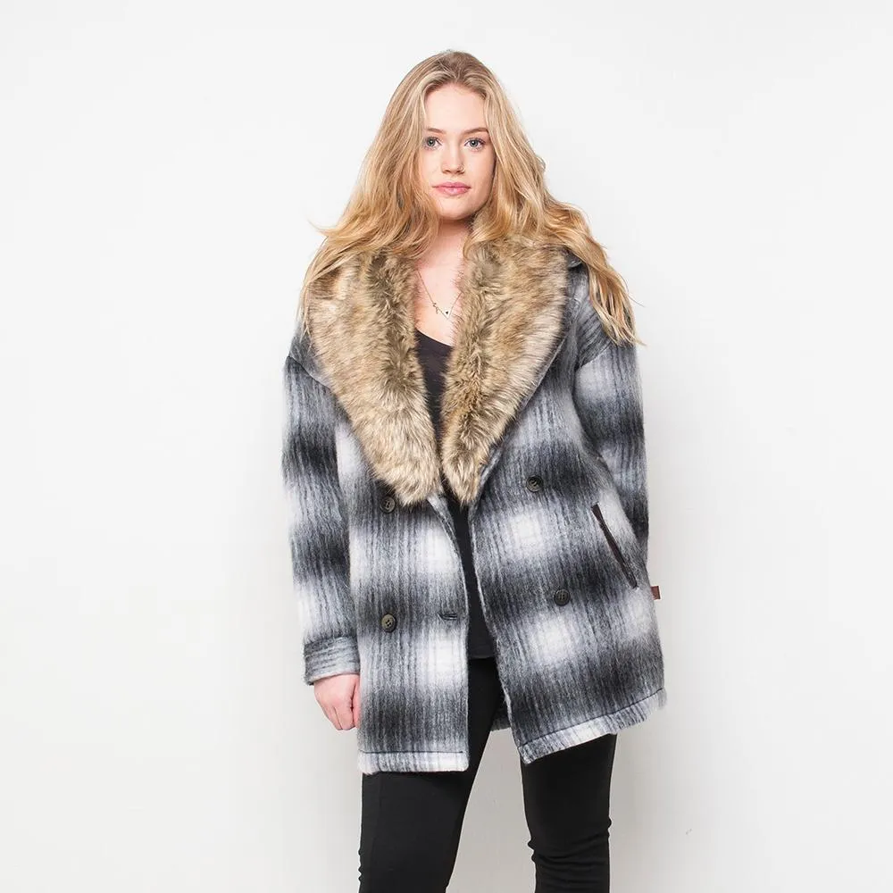 Bellfield - Fur Trim - Womens Coat - Grey/White