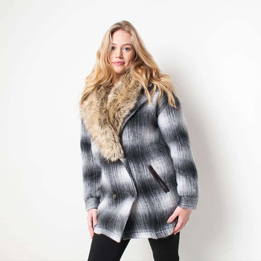 Bellfield - Fur Trim - Womens Coat - Grey/White