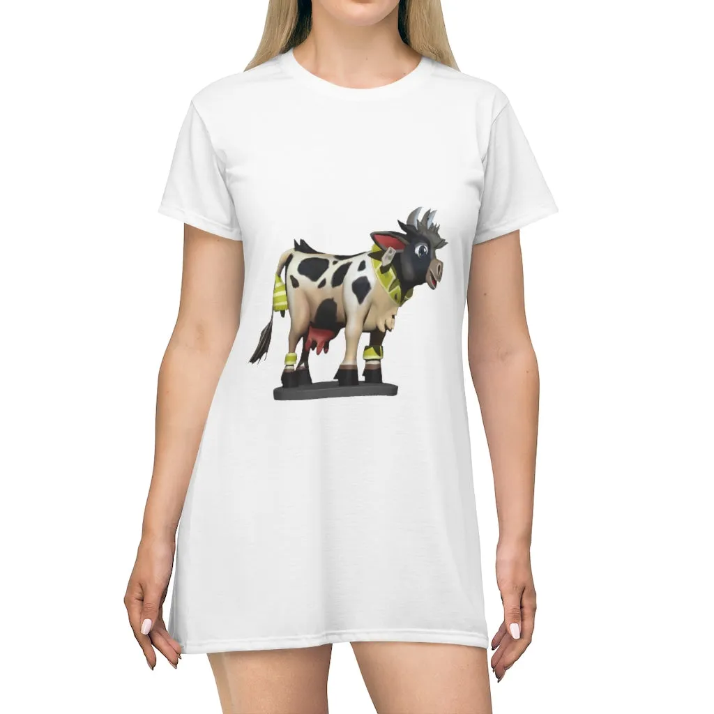 Black Cow All Over Print T-Shirt Dress