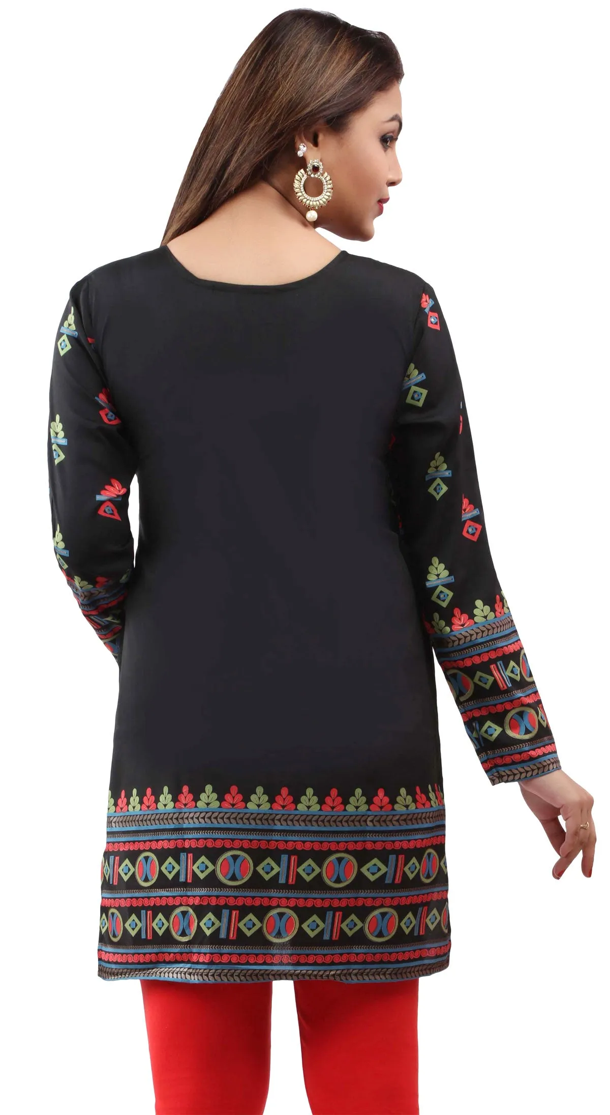 Black Ethnic Kurti for Women – Vibrant Short Kurti Design