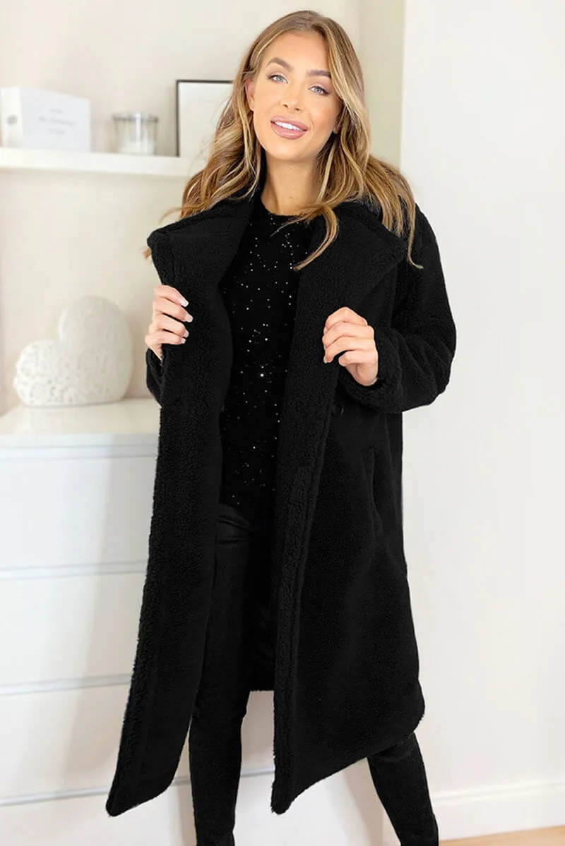 Black Faux Fur Teddy Coat