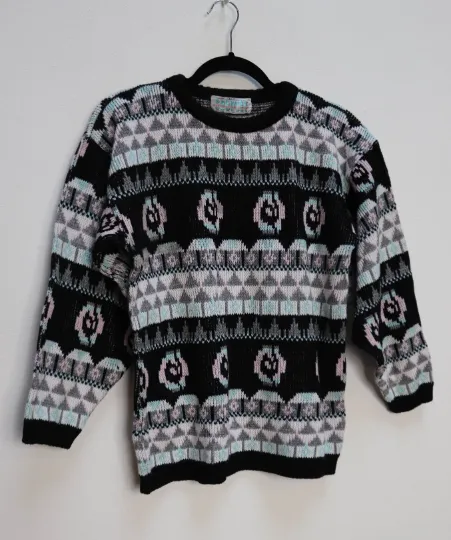 Black, Pink   Blue Patterned Jumper - S