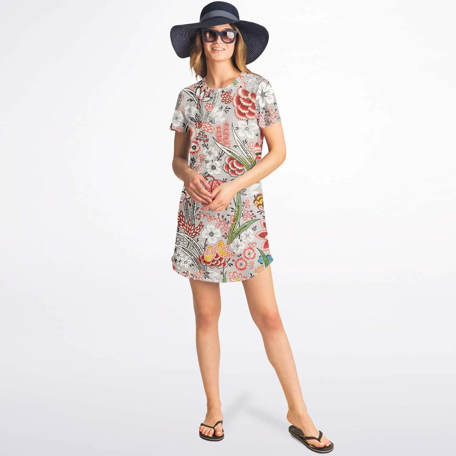 Blood Orange Floral T Shirt Dress