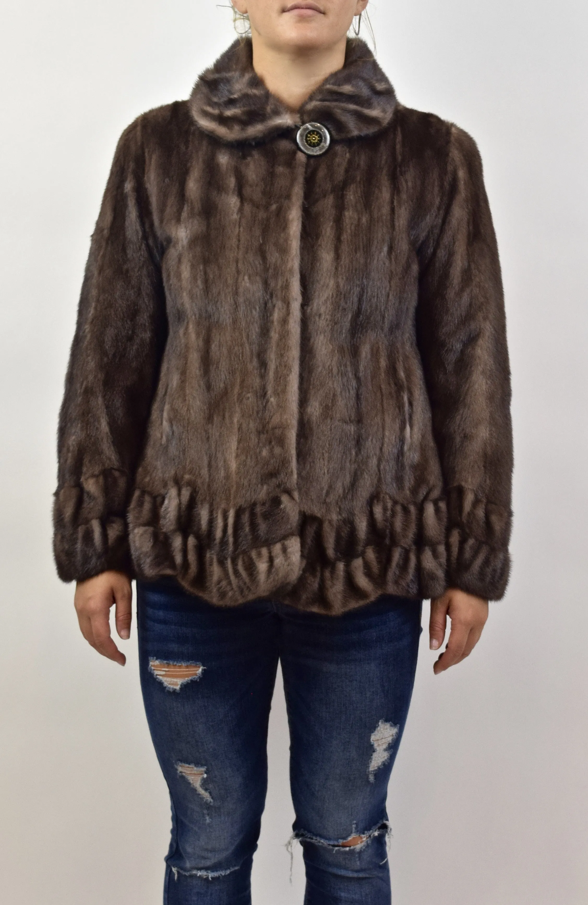 Blue Iris Mink Fur Coat