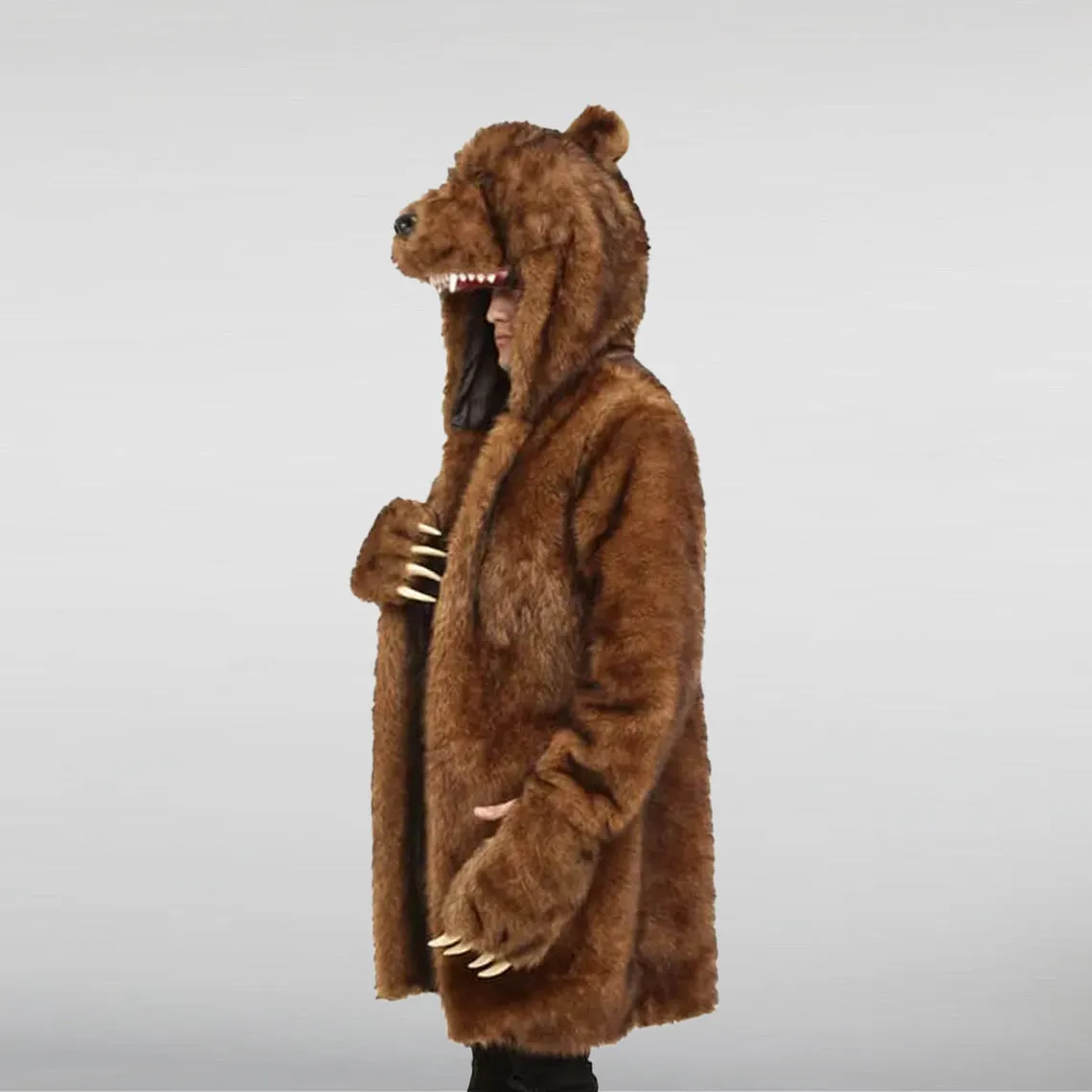 Brown Fur Hooded Workaholics Bear Coat