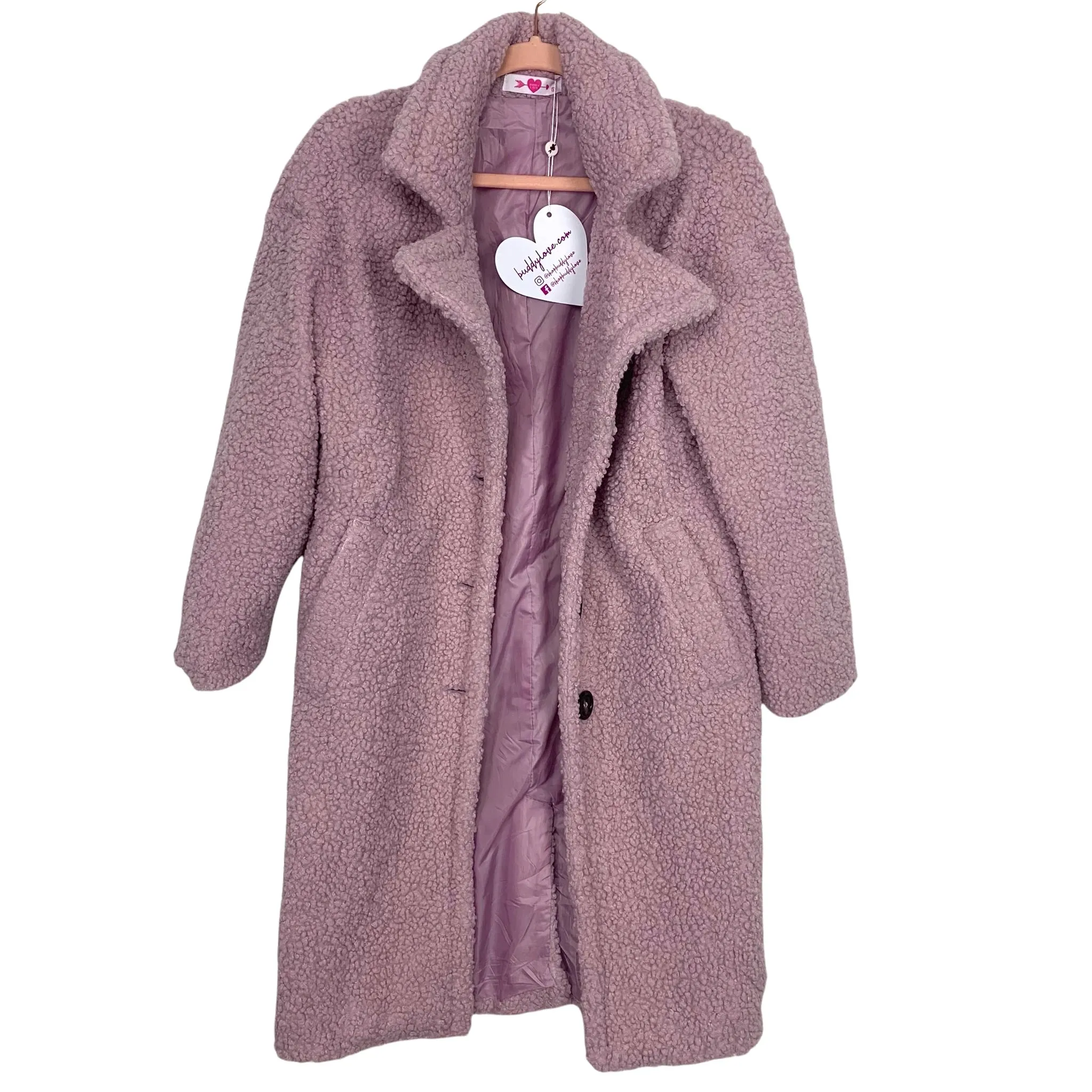 Buddy Love Lavendar Faux Fur Teddy Coat NWT- Size S