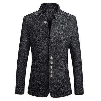 Business Casual Stand Collar Male Blazer Slim Fit Mens Blazer Jacket