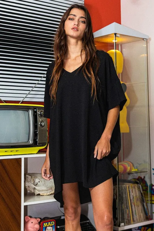 Cali Black Pocketed T-Shirt Dress