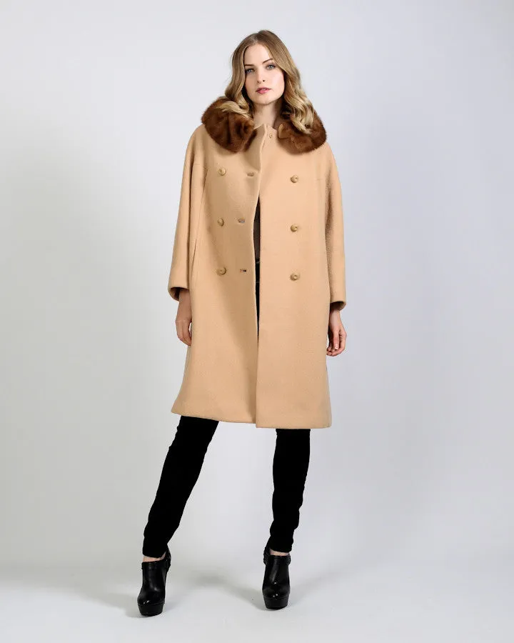 Camel Wool   Mink Fur Coat