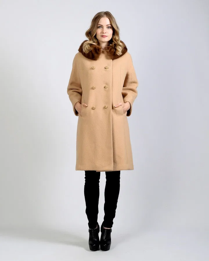 Camel Wool   Mink Fur Coat