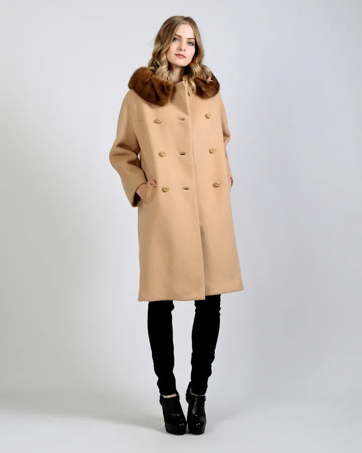 Camel Wool   Mink Fur Coat