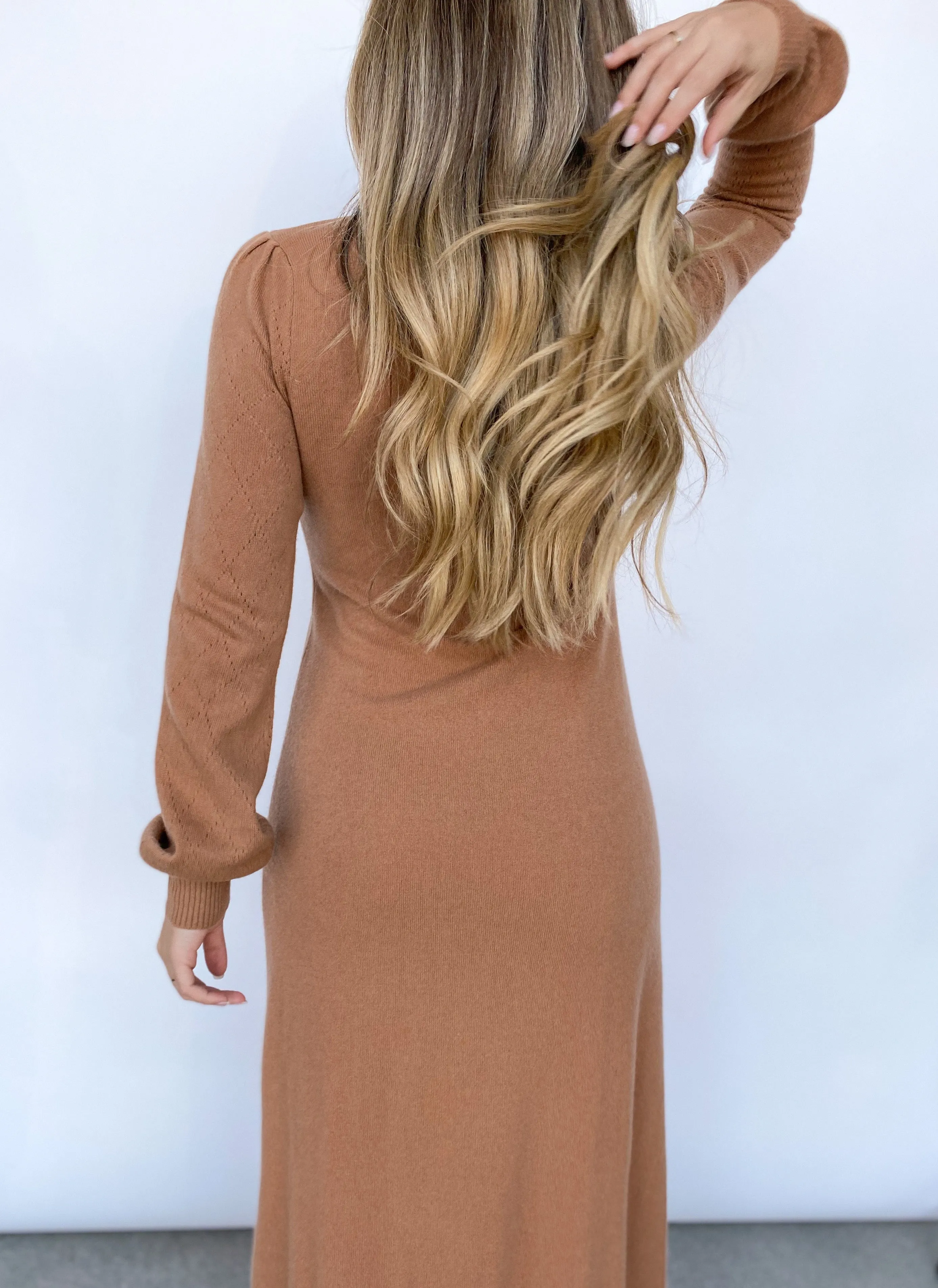 Casey Sweater Dress - Camel - Small