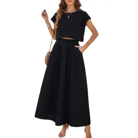 CASUAL SLIT TOP AND LONG SKIRT SET_CWSTB0515