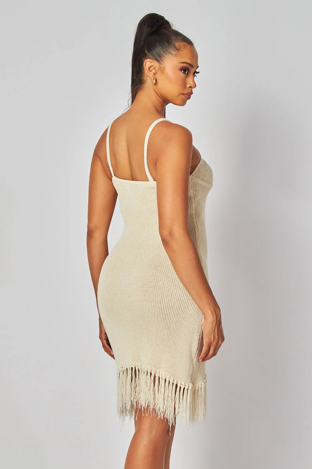 Cate Lightweight Knit Sweater Fringe Tank Dress