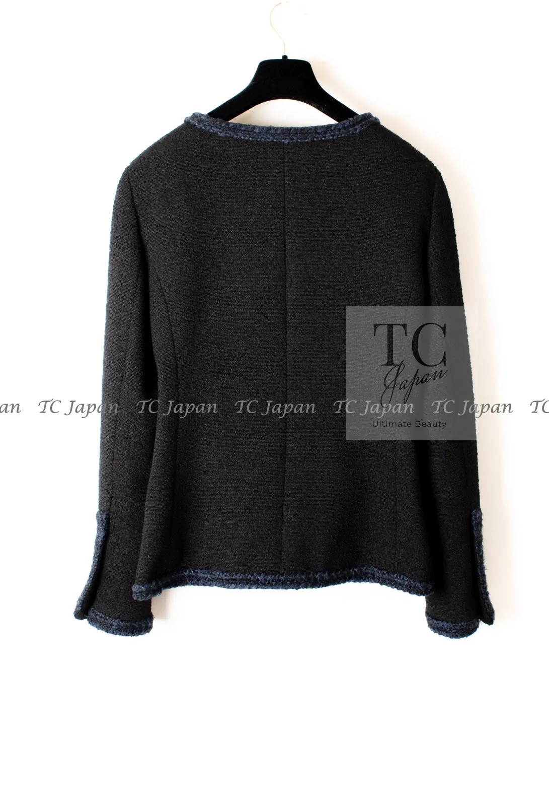 CHANEL 13A Little Black Jacket Navy Braid Trim Wool Silk Tweed 36 38 シャネル リトル ブラック ジャケット ネイビー ブレイド トリム ウール シルク ツイード 女優 チェ・ジュウ 即発