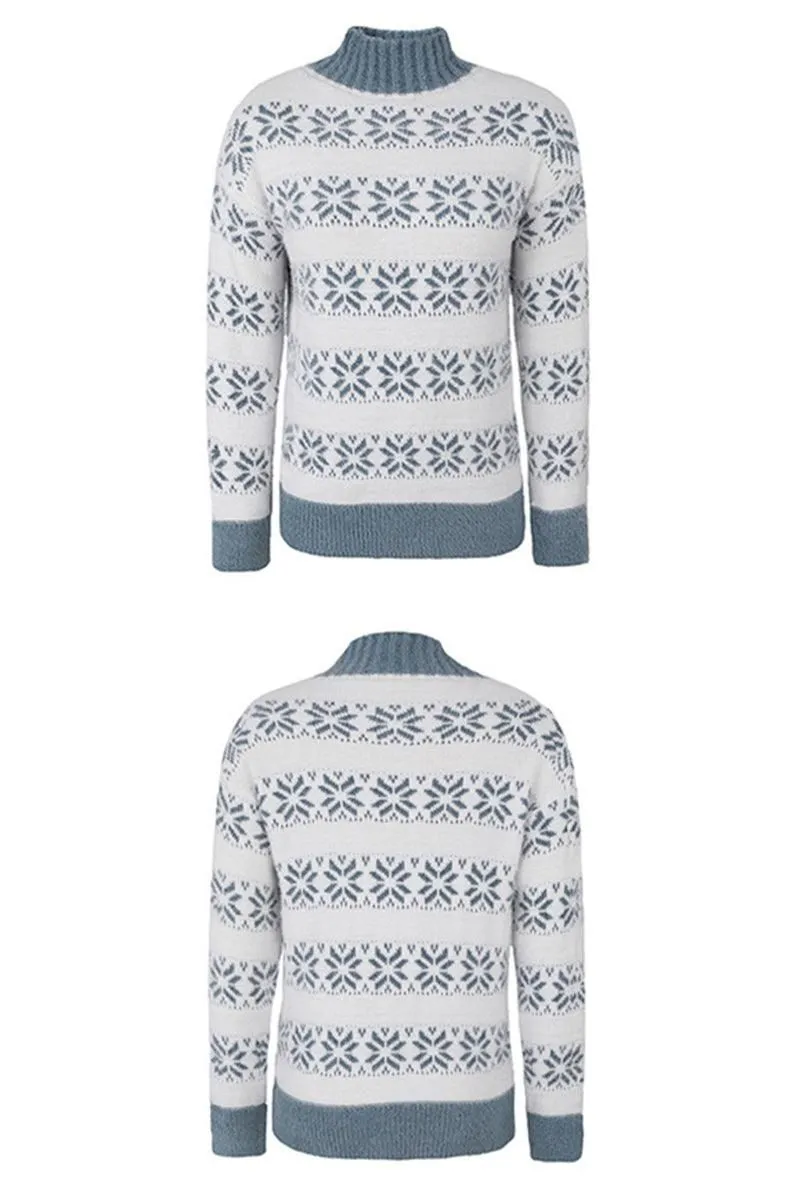 CHRISTMAS PATTERN TURTLE NECK SWEATER TOP