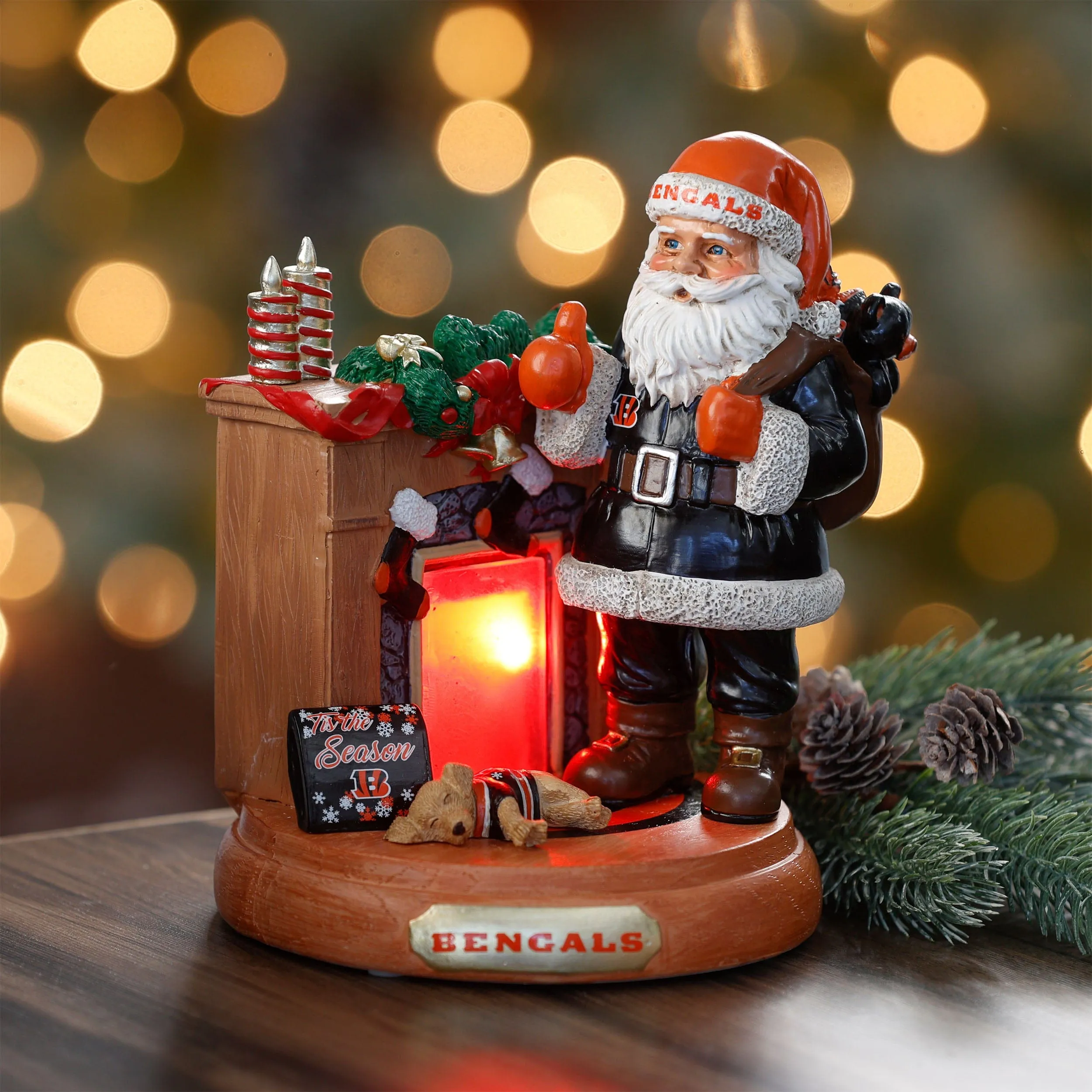 Cincinnati Bengals NFL Santa Fireplace Figurine