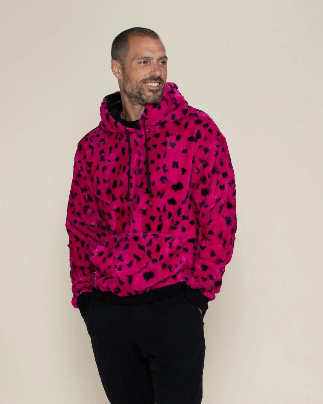 Classic Men's Fur Hoodie | Pink Cheetah