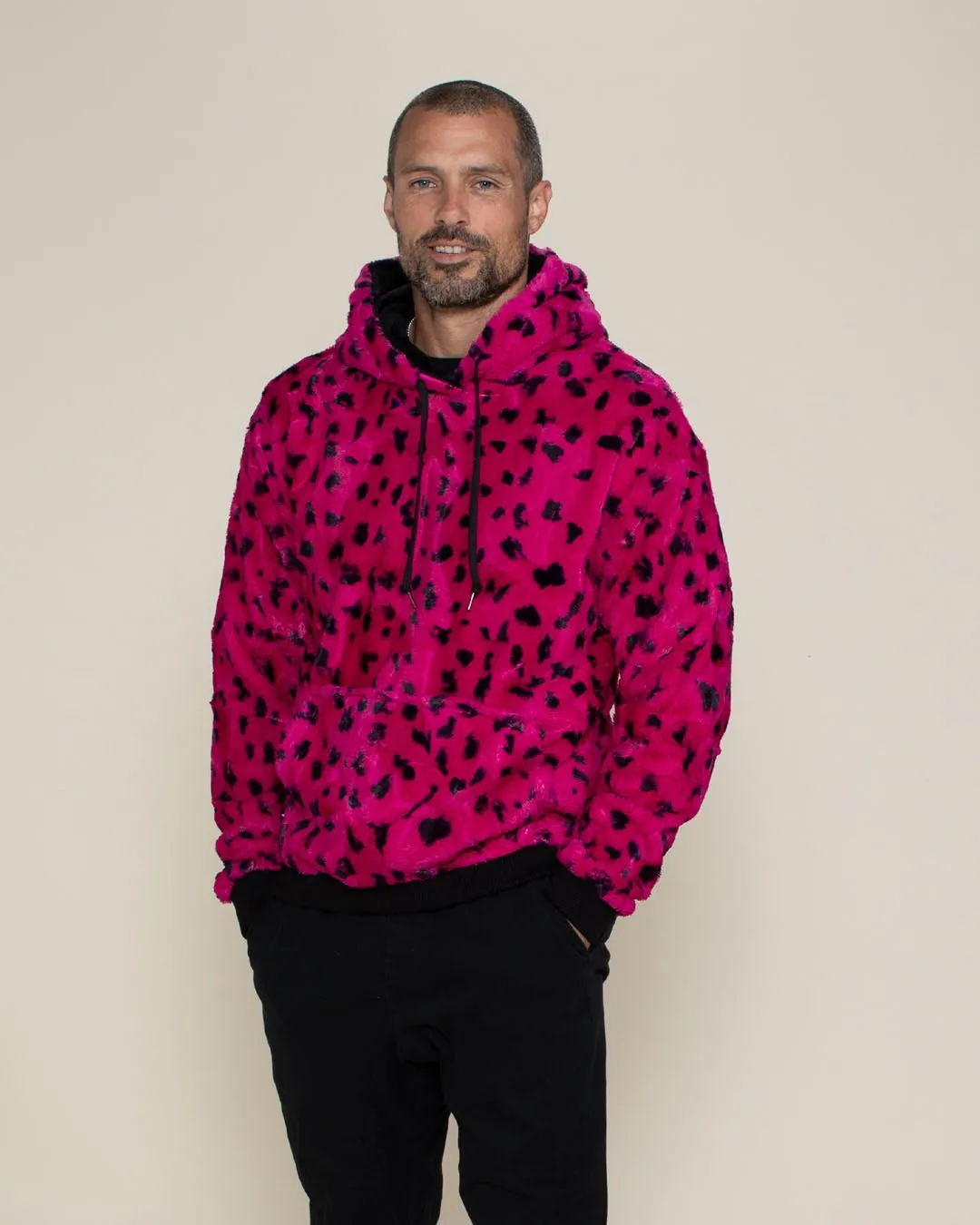 Classic Men's Fur Hoodie | Pink Cheetah