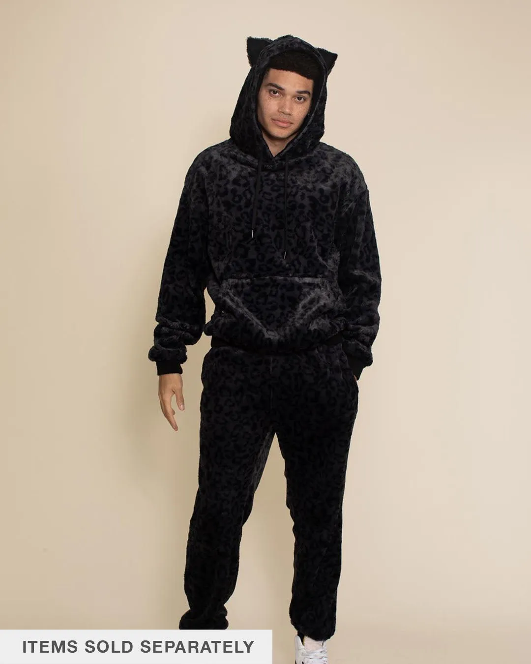 Classic Men's Fur Hoodie | Slate Black Leopard